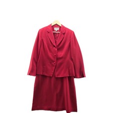 John Meyer Of Norwich Red 2 Piece Jacket Skirt Suit Set Size 14 Jeweled Accents