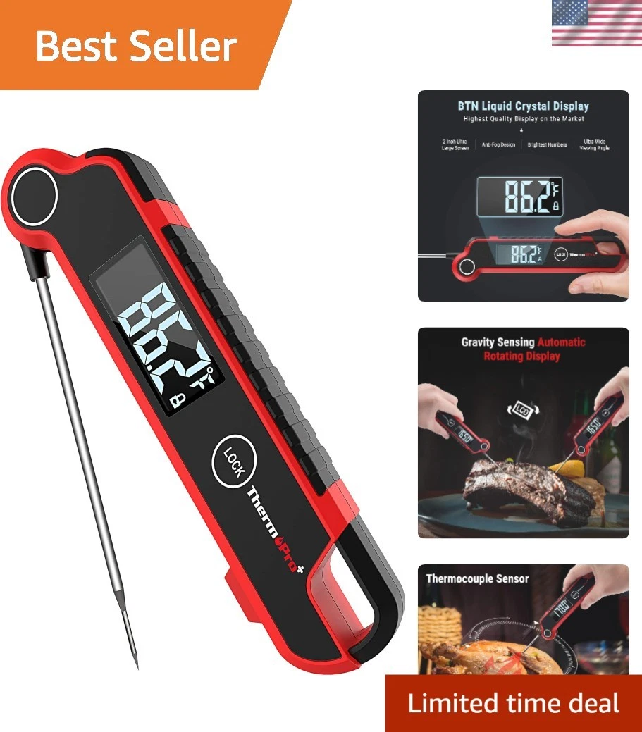 Professional Cooking Thermometer with 180° LCD Display - Perfect for Grilling