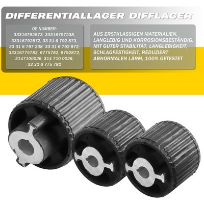 3x Differentiallager Gummilager Satz für BMW Hinterachse F10 F11 F13 33316792873