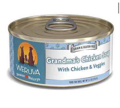 Weruva Dog Wet Food Grandma’s Chicken Soup Chicken & Veggies 5.5 Oz (24 Pack)