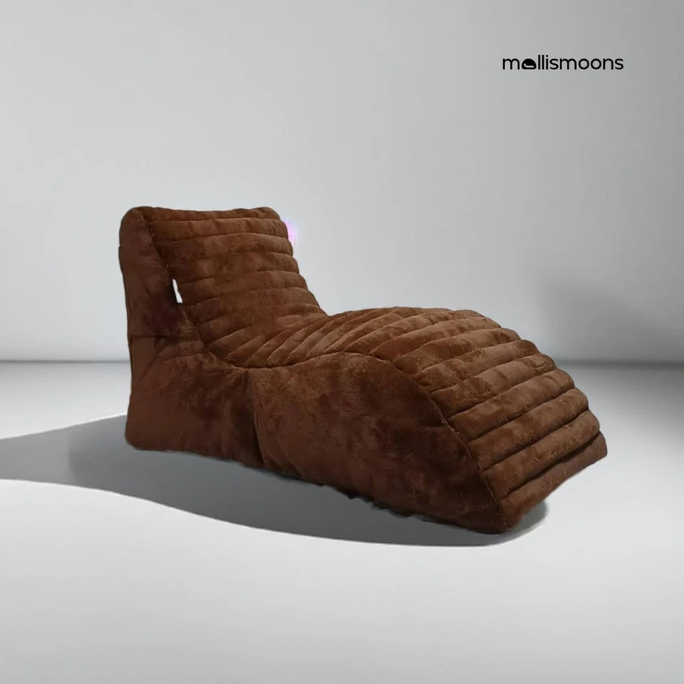 Tumbona Bolsa de Frijoles Silla Sofá Funda Sin Frijoles Imitación Piel Talla XXXL Marrón Foto 2 de 4