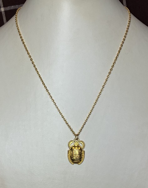 Alternate view of Egyptian Scarab Beetle Pendant 20" Gold-plated Chain Necklace Gift Bag