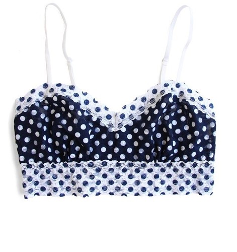 $53 NEW HANKY PANKY Dots Spots Cropped Camisole Bralette Lace White Navy S - Picture 5 of 11