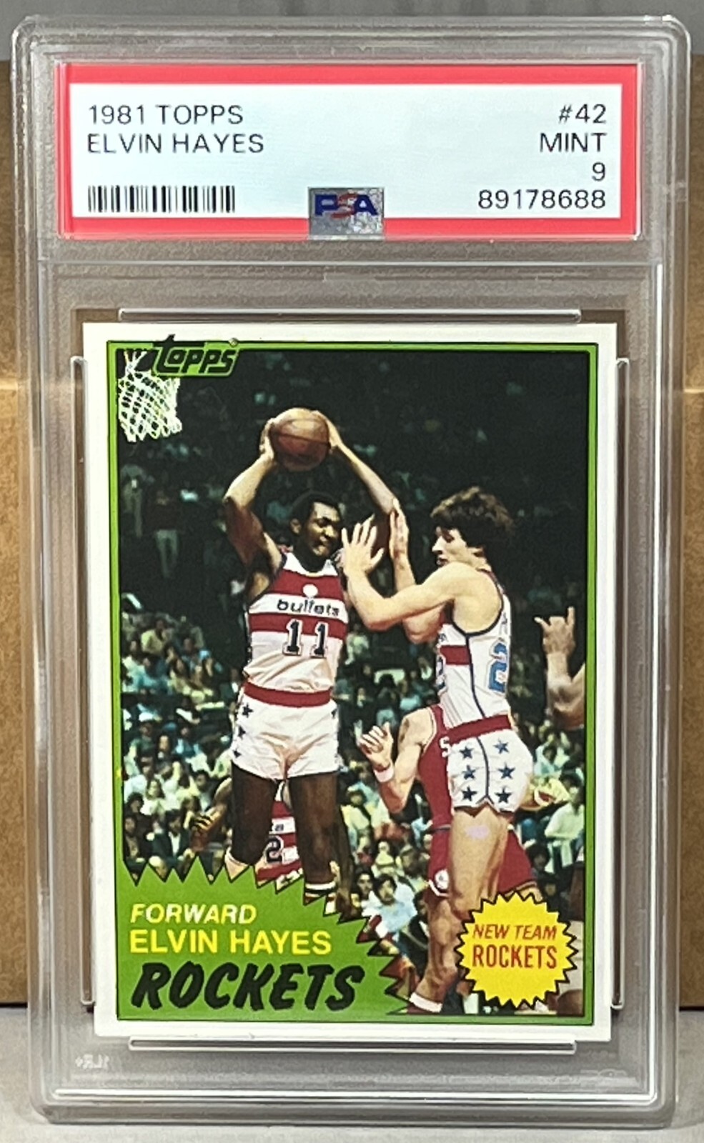 1981 TOPPS #42 ELVIN HAYES PSA 9 MINT WASHINGTON BULLETS HOUSTON ROCKETS HOF