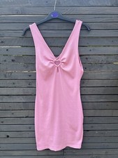 Primark Ladies Ribbed Pink Bodycon Dress with love heart piece Size S