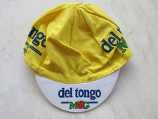 Casquette cycliste DEL TONGO MG 1991 vintage jaune cap hat berretto