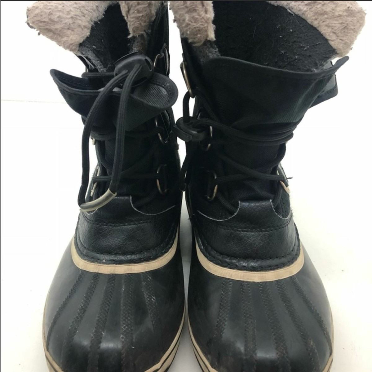 Sorel Brown and Black Waterproof‎ Duck Boots with Yellow Laces Sorel Waterproof Leather Duck Boots Brown Lace Up Ankle  main image 3