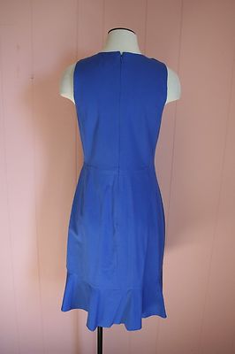 J Crew Petite Ruffle-Hem Dress in Stretch Cotton 8P 8 Blue Facade A5056 NWT  | eBay