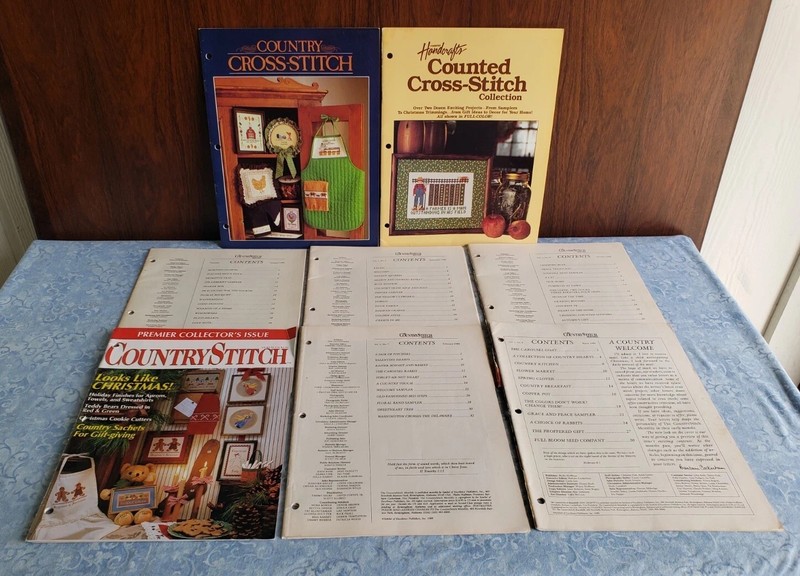 Lot 8 Country Cross Stitch Handcrafts~Monthly Magazines 1983-90 patterns USA