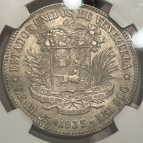 Venezuela 1935 5 Bolivares NGC MS62 - Picture 5 of 5