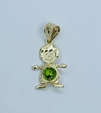 10k gold pendant birthstone daughter / son ~ Dije en Oro niña Niño Piedra De Mes