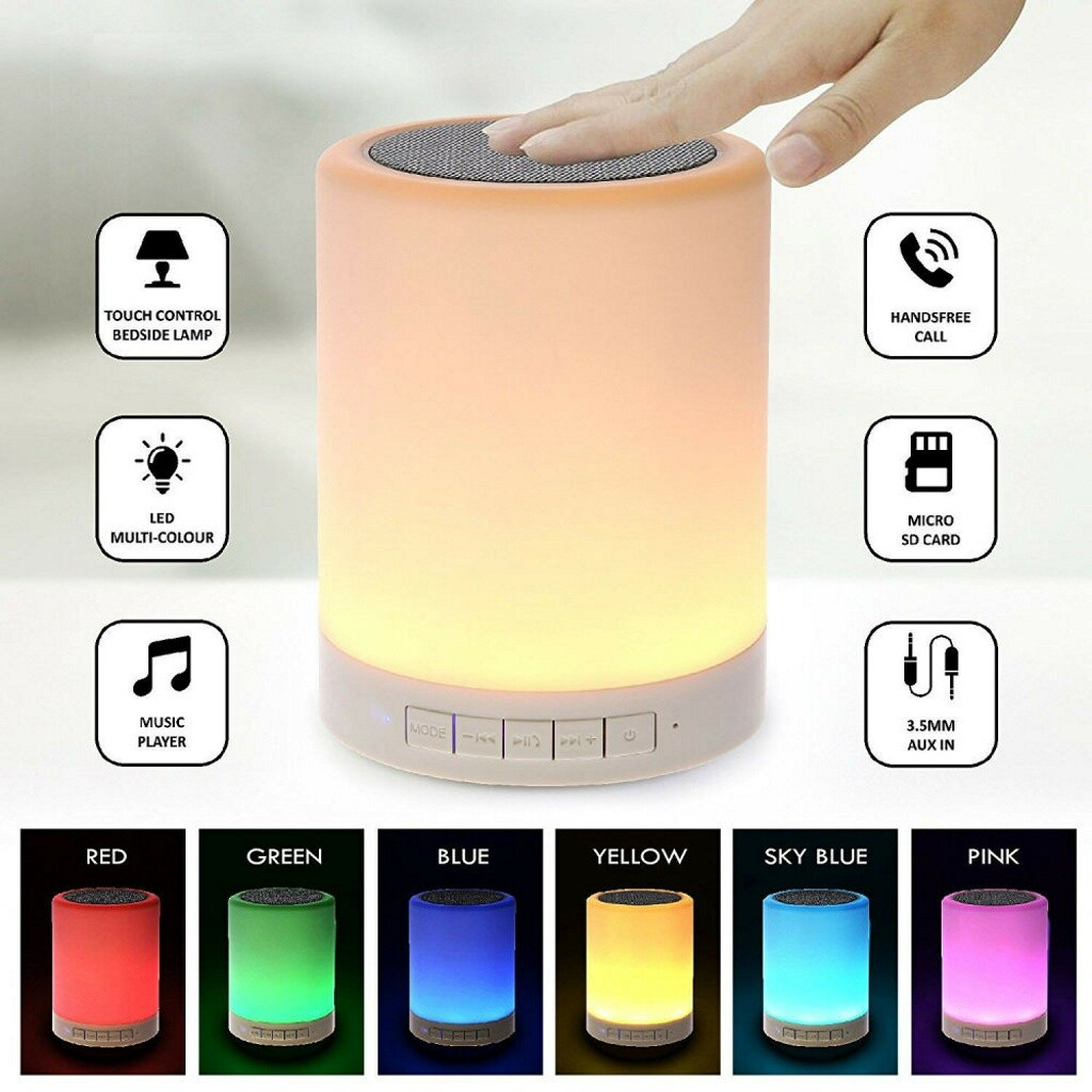 mrcool touch bedside lamp with bluetooth speaker