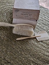 Antique Celluloid Infants Brush And Comb Set In Original Box