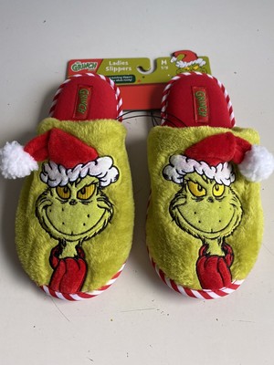 Dr. Seuss How The Grinch Stole Christmas Holiday Slippers Women s Sz M 7/8 NEW