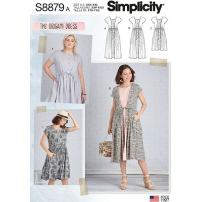Simplicity Sewing Pattern R10171 (8879) - Misses' Dress in Two Lengths, Size: A (XXS-XXL) Simplicity Sewing Pattern R10171 (8879) - Misses' Dress in Two Lengths, Size: A (XXS-XXL)