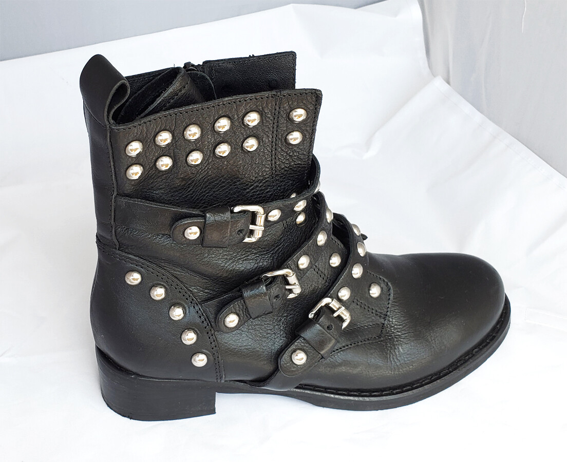 studded leather biker boots