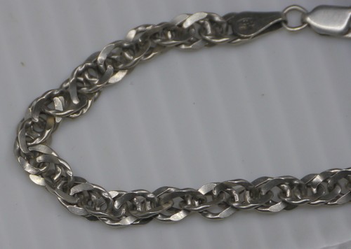 L - MILOR ITALY STERLING SILVER DOUBLE LINK CHAIN BRACELET, 7.5 INCHES - Picture 3 of 4