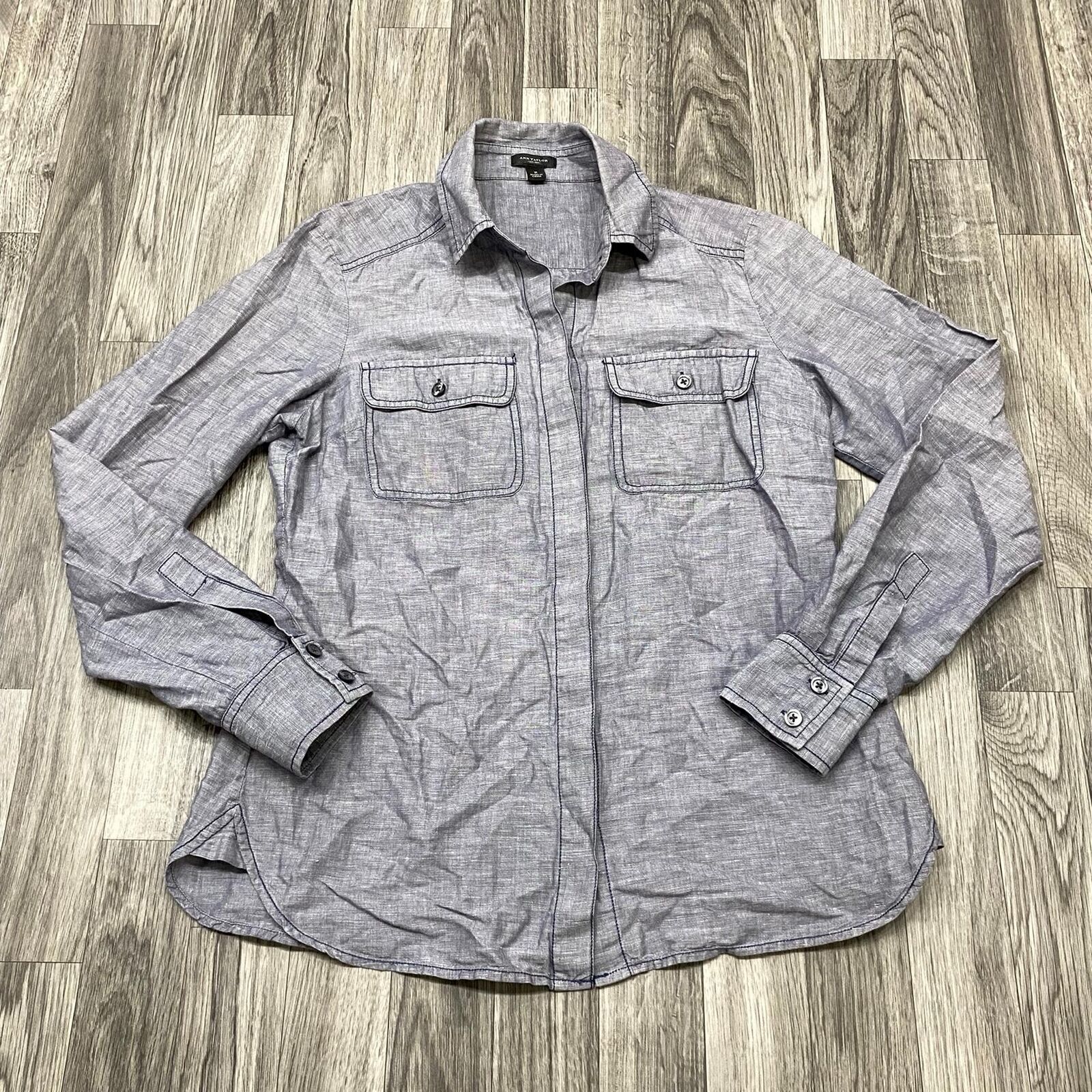 ANN TAYLOR LOFT Button Down Two Front Pockets  Gr… - image 5