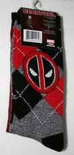 2 Pair Deadpool Logo New Tags Socks Marvel Comics Fits 6-12 shoe