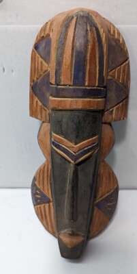 Antique Narrow Tribal Face Wood 13''