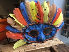 Vintage Mardi Gras Carnival Feather Mask