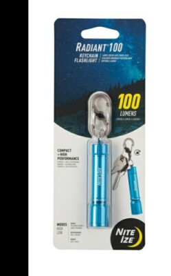 Nite Ize Radiant 100 lm Blue LED Compact Keychain Flashlight AAA Battery 1 pk