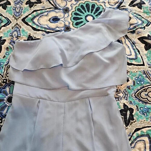 One-piece pantsuit, one shoulder style. Light blue, only been worn once! - Picture 1 of 3