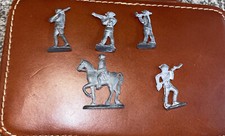 Metal Silvered Toy Soldiers Grey To Paint Set 5 Unsure Of Metal 1 1/2 to 2  EUC