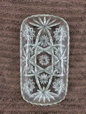 Vtg Anchor Hocking Clear Pressed Glass Relish Dish Bread Tray Rectangular 12"