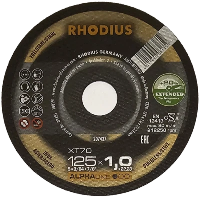 RHODIUS XT70 Trennscheiben - 125x1mm, dünne Trennscheibe Stahl, Metall, VA INOX