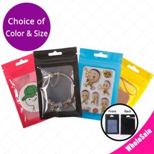 Multi-size Color Double-Side Glossy Mylar Flat Zip Seal Bags w/Window Hang Hole