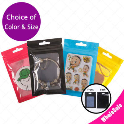 Multi-size&Color Double-Side Glossy Mylar Flat Zip Seal Bags w/Window&Hang Hole