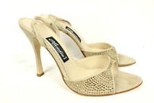 Vero Cuoio Women's Beige Crystal Suede Shoes Size 41 Made In Italy 168 420