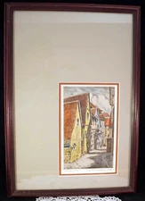 Ernst Geissendorfer Signed Colored Etching Rothenburg over the Tauber Germany