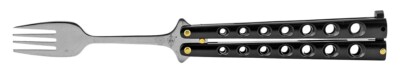 Practice Butterfly Balisong Trainer - Fork - Black - NEW - Fast Shipping