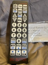 Big Button Universal Remote Control Hy-Tek W/ Manual Huge Buttons Lights Up