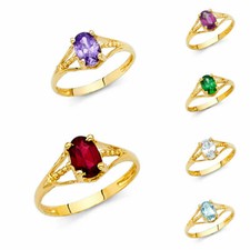 14K Real Yellow Gold 12 months Birth Stone Cubic Zirconia Babies Ring