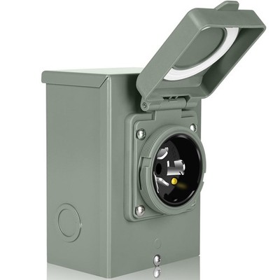 WELLUCK 50 Amp Generator Inlet Box - NEMA SS2-50P Power 50 Box, Gray 