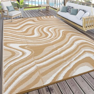 Multiple Outdoor Rug RV Mat Reversible Carpet Mat fr Patio Camping Backyard Deck