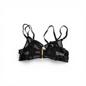Bordelle Signature Balconette Bondage Bra Black Size SS Sheer Gold Plated