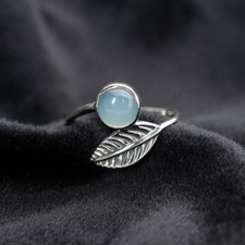 Natural Blue Chalcedony Ring, 925 Sterling Silver Ring, Handmade Blue Stone Ring