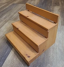 3 -Tier Vtg Spice Rack  13"W x 10.5"T Wood Display 3 Step Counter Top Shelf (C47