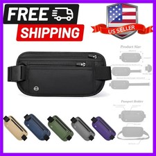 Black Hidden Money Belt for Travel for Men, Waist Wallet Anti Theft, RFID Pas...