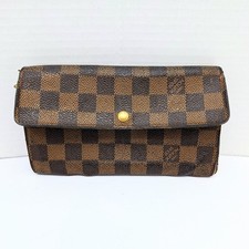 Louis Vuitton Handbag Damier Ebene Coated Canvas Leather Wallet Sarah Long
