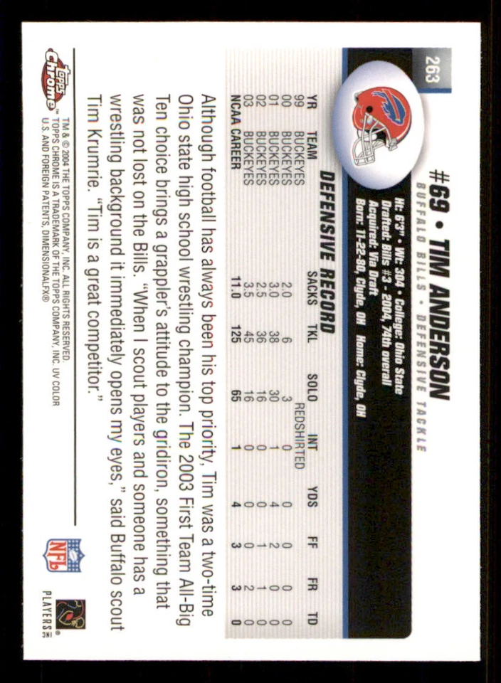 2004 Topps Chrome #263 Tim Anderson RC - Image 2 of 2