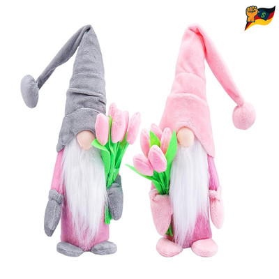 Frühling Wichtel Blumensträuße Muttertag Deko Puppe 2 Stück Handgefert