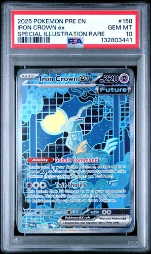 2025 POKEMON PRE EN-PRISMATIC EVOLUTIONS #158 IRON CROWN EX PSA 10