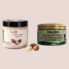 beurre de karité 100% bio et naturel 250g & Crème Chebe Naturelle pour Cheveux