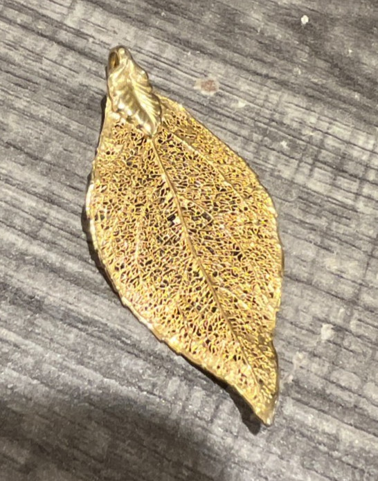 Vintage 24K Gold dipped Real Leaf Set of 3 Pendan… - image 5