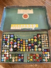 Vintage Akro Agates Marbles Salesman Sampler Full Box Sparklers Etc. Clarksburg